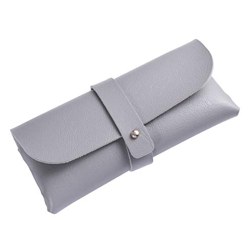 Gafas para la Moda Funda con Hebilla Clamshell PVC Piel para Gafas Estuche Hecho a Mano con Funda Suave (Gris)