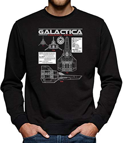 Galactica Viper Blueprint - Sudadera para hombre negro S