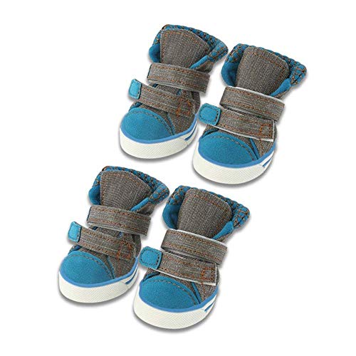 GANE 4 unids/Set Moda Perros Botas de Invierno Zapatos Deportivos para Perros para Zapatillas de Lona de Mezclilla Zapatos Antideslizantes para Mascotas