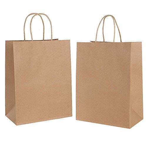 Gaoyong 15PCS Bolsas de Papel con Asas 32 x12x 26cm,Bolsas Ppapel Kraft,Bolsas Papel Regalo para la Tienda de Comestibles para Hornear Compras Minoristas Boutique (Espesar 130 g / m2)