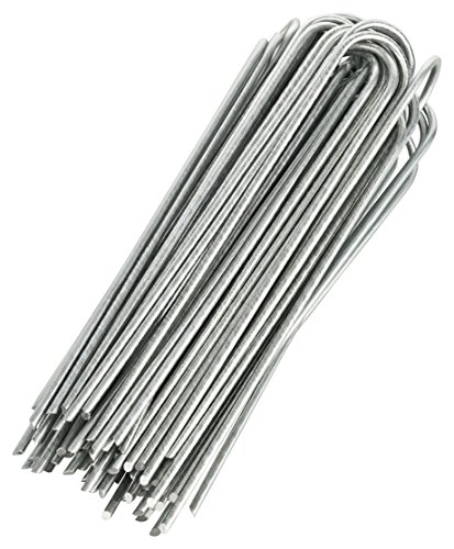 GardenMate 100 Grapas de sujeción GALVANIZADAS de Alambre de Acero | Longitud 200 mm, Ancho 25 mm, Ø 3,8 mm, Cabeza Redonda | para Suelos Extremadamente Duros