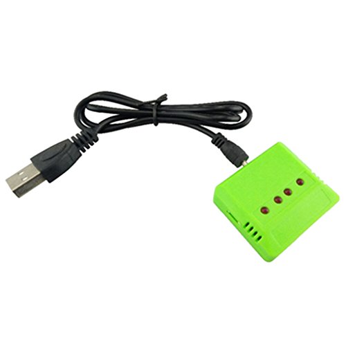 Gazechimp 4 En 1 / 5 En 1 Helicóptero de Rc Cargador Batería con Cable USB Protección Contra Sobrecarga Para Syma X5c X5sw X4 Husban H107 H107c - Verde 4 en 1