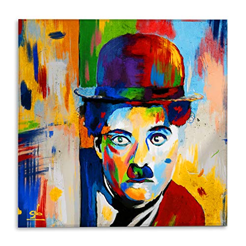 Giallobus - Cuadro ya Enmarcado - Impresion en Vidrio acrílico plexiglás - Charlie Chaplin - Quadri moderni arredo casa Design - Vari formati XXL - 50x50 cm