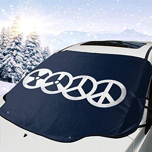 GOSMAO Protector de ParabrisasSímbolos de Guerra y Paz Cubierta de Parabrisas Coche Protege de Rayos Antihielo y Nieve,UV,Lluvia,Funda Plegable Delantero 147 * 118cm