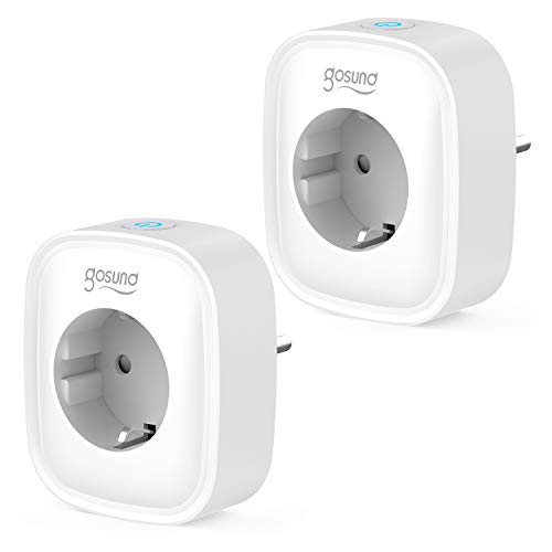 Gosund Enchufe Inteligente Wifi, Monitor de Energía, Compatible con Alexa y Google Home, Control Remoto Desde Télefono ios/Android, Temporizador, Smart Plug de 16A 3680W, 2 Pack, Solo 2.4G-WiFi