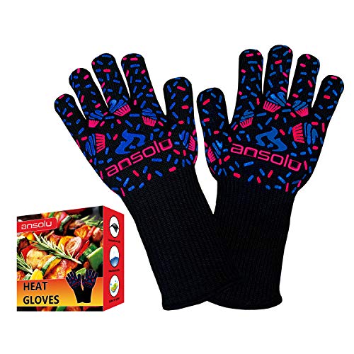 Guantes Horno Barbacoa Manoplas Horno Cocina diseño Unico Resistente hasta 800ºC 1472ºF certificacion EN407 de Proteccion contra riesgos termicos