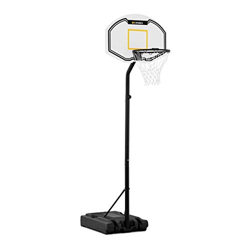 Gymrex Canasta De Baloncesto Tablero con Soporte De Pie GR-BS12 (Soporte rellenable, 2 Ruedas, Aro: Ø 43 cm, Regulable en Altura de 190 a 260 cm)