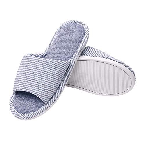 Hawiton Zapatillas de casa para Mujer, Cómodo Abiertas Zapatos de Lino de no Tejido, Antideslizantes Pantuflas de Suela de Goma, Slipper Mujer Ligero