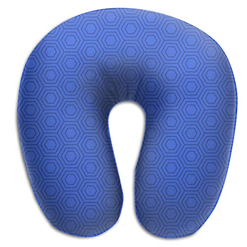 Hdadwy Almohada en Forma de U Cuello Hexágono Fondo Azul Viaje Almohada Multifuncional Coche Avión