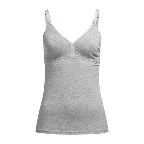 Herzmutter Top de Lactancia Materna - Camiseta sin Mangas de Lactancia - Ropa de Lactancia - Camiseta para Mujeres Lactantes - Bustier Integrado - algodón - 5400 (M, Gris)