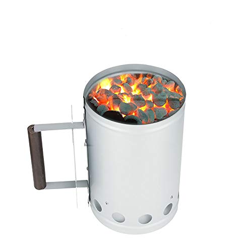 HITECHLIFE Encendedor para Barbacoa, Encendedor de carbón para Barbacoa para encender la Parrilla Arrancador Chimenea de 27 x 17 x 27 cm Barbacoa de Inicio rápido con Mango para Acampar