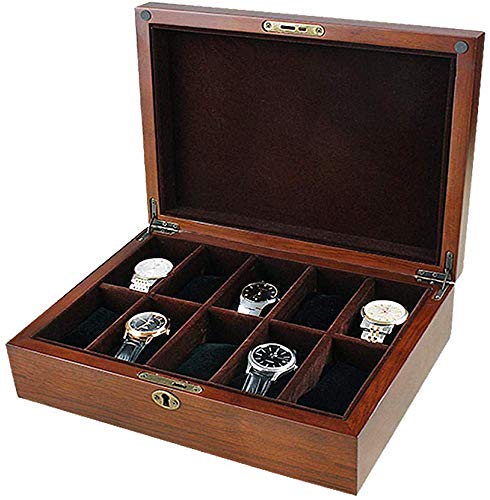 HJ Caja de reloj para el hogar Cajas de joyería Hombre Mujer Viaje Regalo Caja de almacenamiento de almacenamiento de exhibición de alto grado de madera retro 31 * 24 * 10 cm