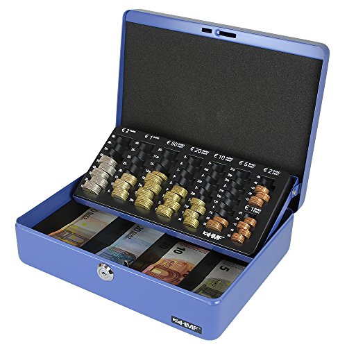 HMF 100155 Caja de caudales, bandeja para contar monedas 30,0 x 24,0 x 9,0 cm azul