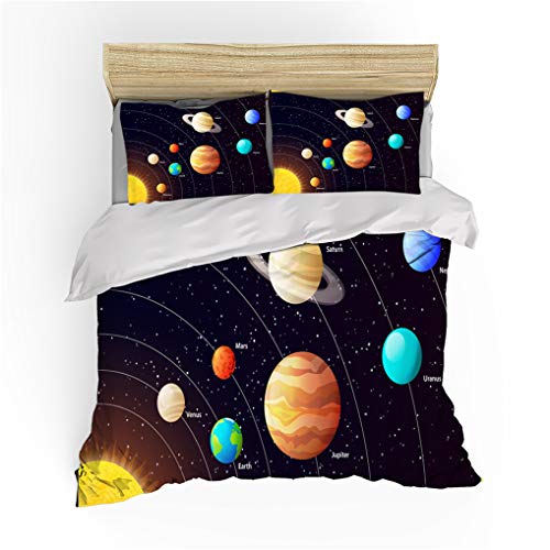 HNHDDZ Juego de Cama Funda nórdica Funda de Almohada Galaxia 3D Estrella Universo Lechoso Camino Planeta Ropa de Cama Infantil Niños Chico Chica (Galaxia 2, 150x200 cm - Cama 90 cm)