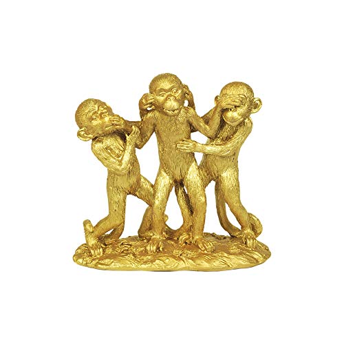 Home Gadgets Figura Decorativa Resina 3 Monos Dorados 15 cm