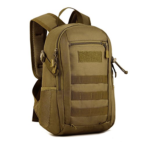 Huntvp 12L Mochila de Asalto Militar Táctical Molle Bolsa Bandolera para Senderismo Caza Camping - Color Marrón