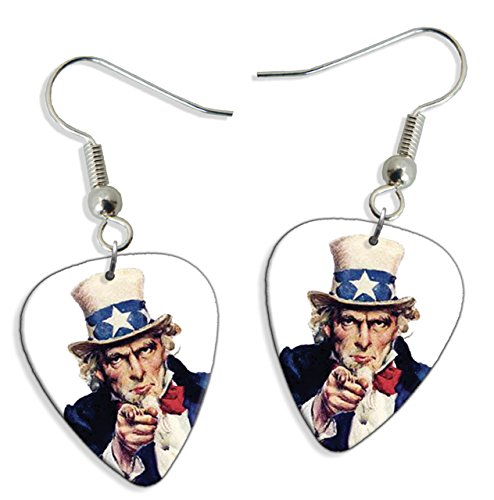 I Want You Army Ww2 2 X Logo Guitarra Pick Earrings Pendientes (GD)