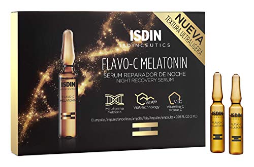 Isdin Isdinceutics Flavo-C Melatonin Serum Reparador de Noche, Ayuda a Estimular las Defensas Antioxidantes de la Piel Durante la Noche Monodosis 10 x 2ml