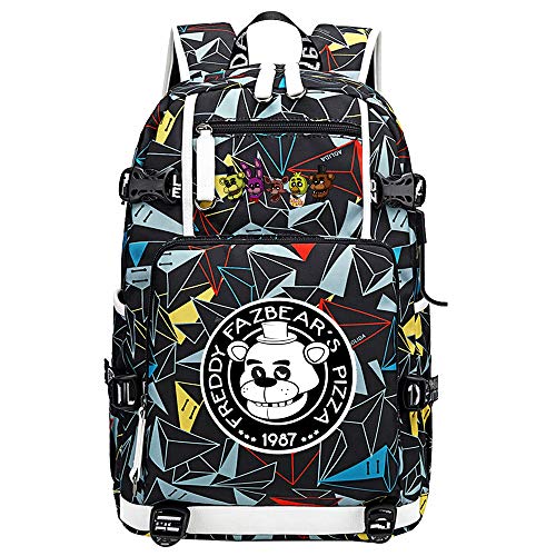 JJZZ Escuela Mochila Talega de Libros Colegio Five Nights at Freddy'S Ordenador portátil USB Mochila Casual Viajes Daypack para Adolescente Chicas y Mujeres