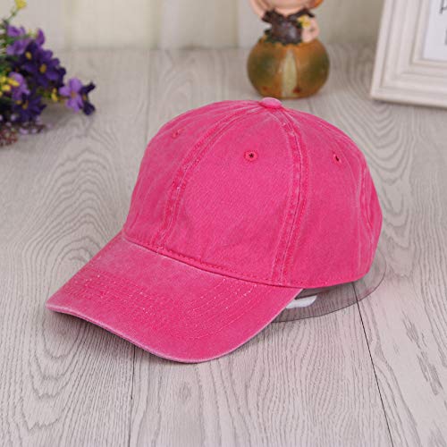 JXFM Sombrero de Mezclilla Lavado Hecho Viejo Tablero Ligero Gorra de béisbol Primavera y Verano Hombres y Mujeres Gorras Visera Marea Rosa Rojo Ajustable