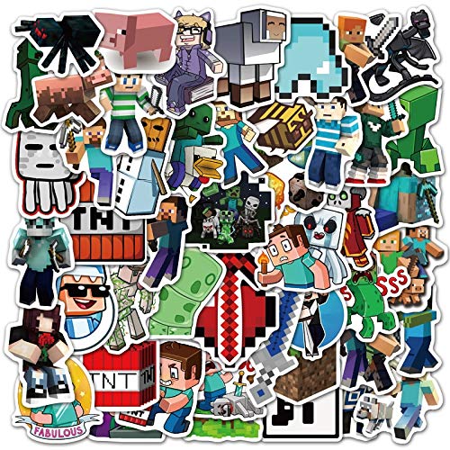 JZLMF Minecrafted Pegatinas refrigerador teléfono móvil Maleta portátil Taza de Agua Impermeable cumpleaños Navidad Pegatinas 50 Uds