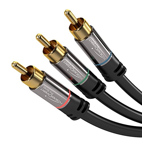 KabelDirekt – 1m Cable de componentes (3 Conectores RCA a 3 Conectores RCA, soporta FullHD 1080i, para televisiones, proyectores Antiguos) Pro Series