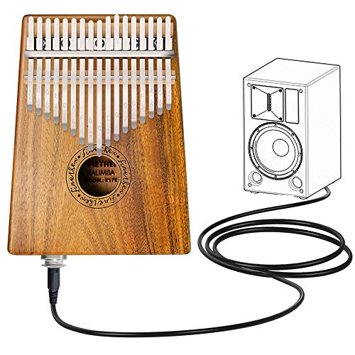 Kalimba 17 Clave Thumb Piano Instrumento con Herramienta de Ajuste y Bolsa de Transporte de Finether (Koa wood + pickup jack)