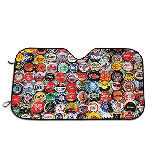 Kejbr Beer Bottle Caps Windshield Sunshade for Car Foldable UV Ray Reflector Auto Front Window Sun Shade Visor Shield Cover, Keeps Vehicle Cool (51" X 27.5")