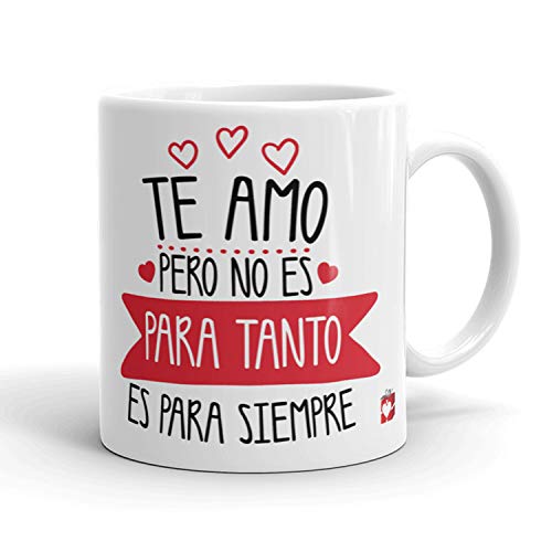 Kembilove Taza Desayuno para Parejas – Tazas Originales con Mensaje Te amo pero no es para tanto, es para siempre – Taza de Café y Té para Madres – Tazas de Regalo para el día de San Valentín