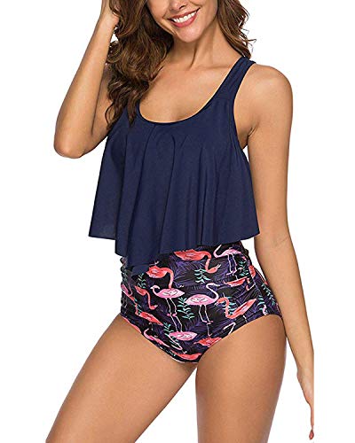 Kidsform Talle Alto Acolchado Halter con Volantes del Bikini para Mujeres X-Armada L