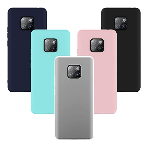 KOTPARX Funda para Huawei Mate 20 Pro, Carcasa Funda de Silicona TPU Suave Gel Mate Ultra Fina Delgado Protección Anti-Golpes Case Caso Cover [5 Pack] - Verde, Transparente, Negro, Azul Marino, Rosa