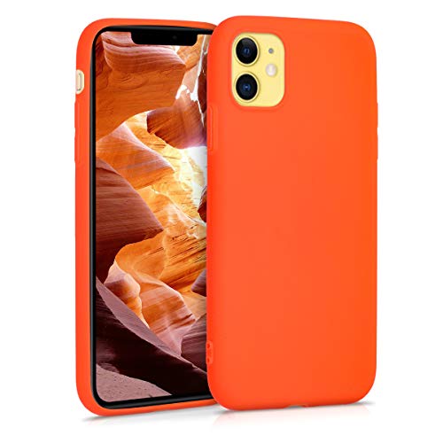 kwmobile Funda Compatible con Apple iPhone 11 - Carcasa de TPU Silicona - Protector Trasero en Naranja neón