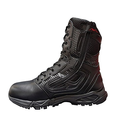 LiliChan Botas de Combate de 8"Side-Zip para Hombres Botas Militares y tácticas (43, Negro)