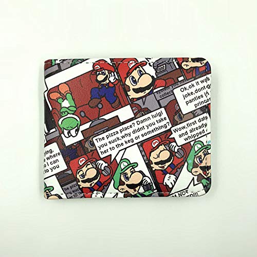 LINGJIA Cartera de Super Mario Super Mario Que rodea el Lindo Juego de Parkour para Estudiantes de Anime, Corto, doblado a la Mitad, Doble, Billetera de PU