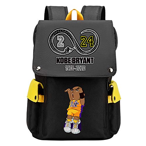 Lorh's store Patrón de Jugador de Baloncesto Kobe Escuela de Viaje Multifuncional Solapa Mochila Ventiladores Estudiante Mochila para Hombres Mujeres (Patrón Amarilla 6)