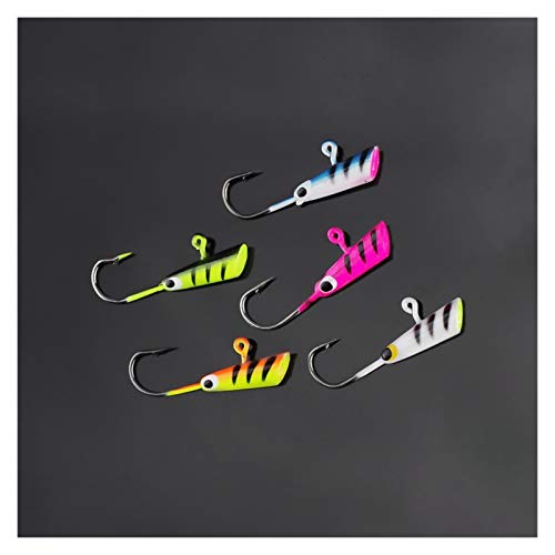 Lucky DuDu Hoja de Pesca de señuelos de Pesca Maggot Worm Metal Bait Ice Jig Juegos Mini Plomo Invierno 5pcs 28mm / 1.9g 5color