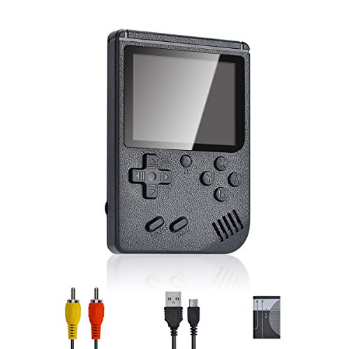 Lychee Mini Retro Consola de Juegos Portátil,Pantalla LCD de 3 Pulgadas HD Consolas de Juegos de Mano con 400 Juegos Clásicos, Cumpleaños para Niños/Adultos (Negro)