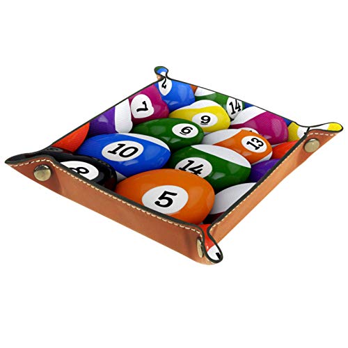 LynnsGraceland Bandeja de Cuero - Organizador - Juego de Billar Colorido - Práctica Caja de Almacenamiento para Carteras,Relojes,Llaves,Monedas,Teléfonos Celulares y Equipos de Oficina