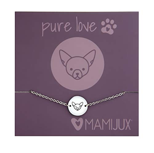 MAMIJUX Pulsera de botón de acero, dedicada a todos los amantes de esta raza de perro Chihuahua