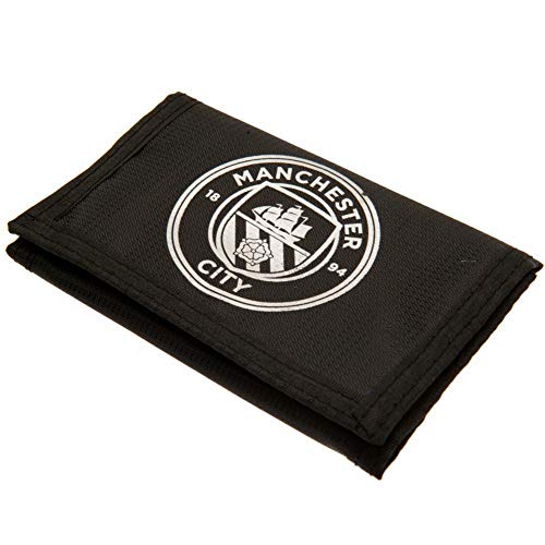 Manchester City FC - Cartera de nylon con cierre adhesivo (12 x 8cm) (Blanco/Negro)