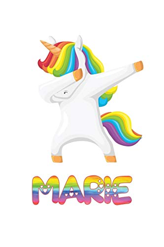 Marie: Marie 6x9 Journal Notebook Dabbing Unicorn Rainbow