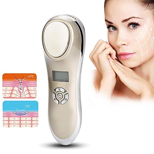 Masajeador facial ultrasónico con cabezal galvánico frío-caliente Masaje con ION micro-corriente SPA Dispositivo cosmético para tratamiento facial