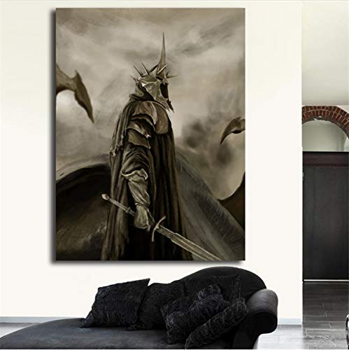 meilishop Bruja Rey De Angmar El Señor De Los Anillos Arte Lienzo Cartel Pintura Imagen De La Pared Imprimir Moderno Hogar Dormitorio Decoración Obra De Arte A5 (40X50Cm) Sin Marco