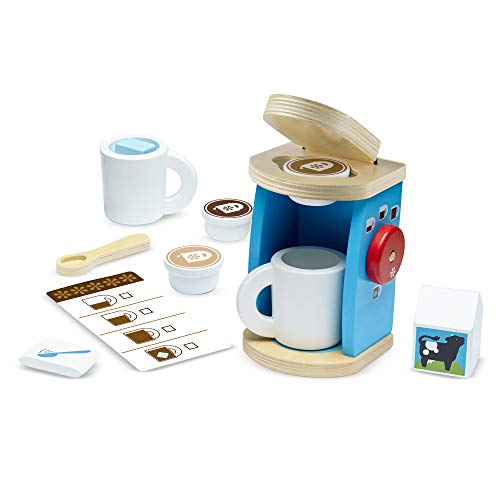 Melissa & Doug- Wooden Brew and Serve Coffee Set Brew & Serve, Multicolor (19842) , color/modelo surtido