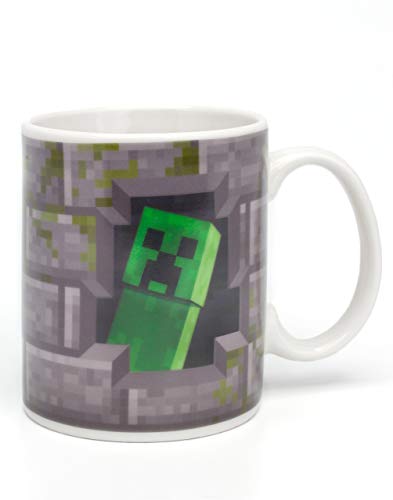 Minecraft Creeper Inside 11oz / 312ml Taza de cerámica gris que cambia de calor