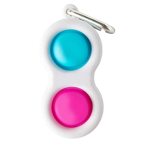 Mini juguete simple hoyuelo, juguete de mano para alivio del estrés para niños y adultos, fácil de usar y descompresión adictiva, llavero que se fija fácilmente a llaves, bolso, mochila (azul rosa)
