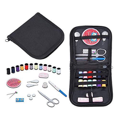 Mini Kit de Costura con Accesorios de viaje, elloLife Kit de Costura kit de Costura Básico Pequeño para Niños, Adultos, Principiantes, paraEl hogar, viajes, Uso de Emergencias (Negro)