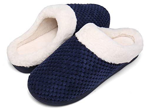 Mishansha Zapatillas Invierno Mujer Casa Zapatos Memory Foam Pantuflas Casa Cómodas Suave Slippers Suela de Goma,Azul,38/39