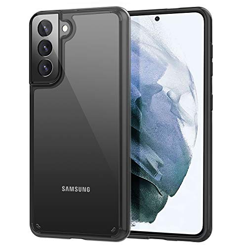 MoKo Funda Compatible con Samsung Galaxy S21 Plus 6.7 Pulgadas 2021, Essuche Resistente a los Golpes y Arañazos TPU + PC，Cubierta Duradera Transparente, Cristal Claro&Negro