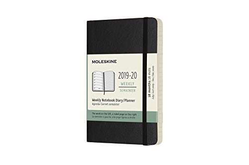 Moleskine 2019-20 Weekly - Agenda Cuaderno Semanal de 18 Meses 2019/2020, Negro, Tamaño Pequeño 9 x 14 cm, 208 Páginas